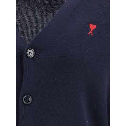 Ami Paris Blue Wool Oves Aries Cardigan