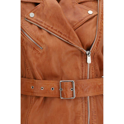 PINKO Brown Goatskin Sleeveless Jacket