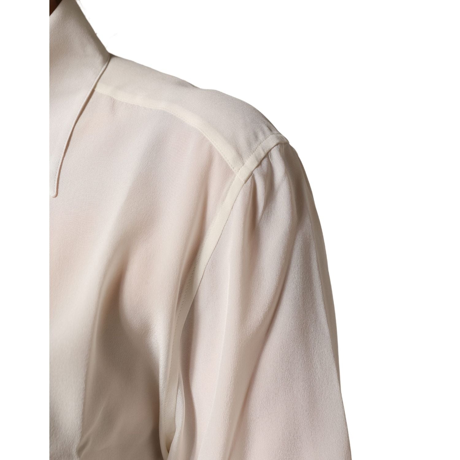 Dolce & Gabbana Off White Collared Long Sleeves Blouse Top