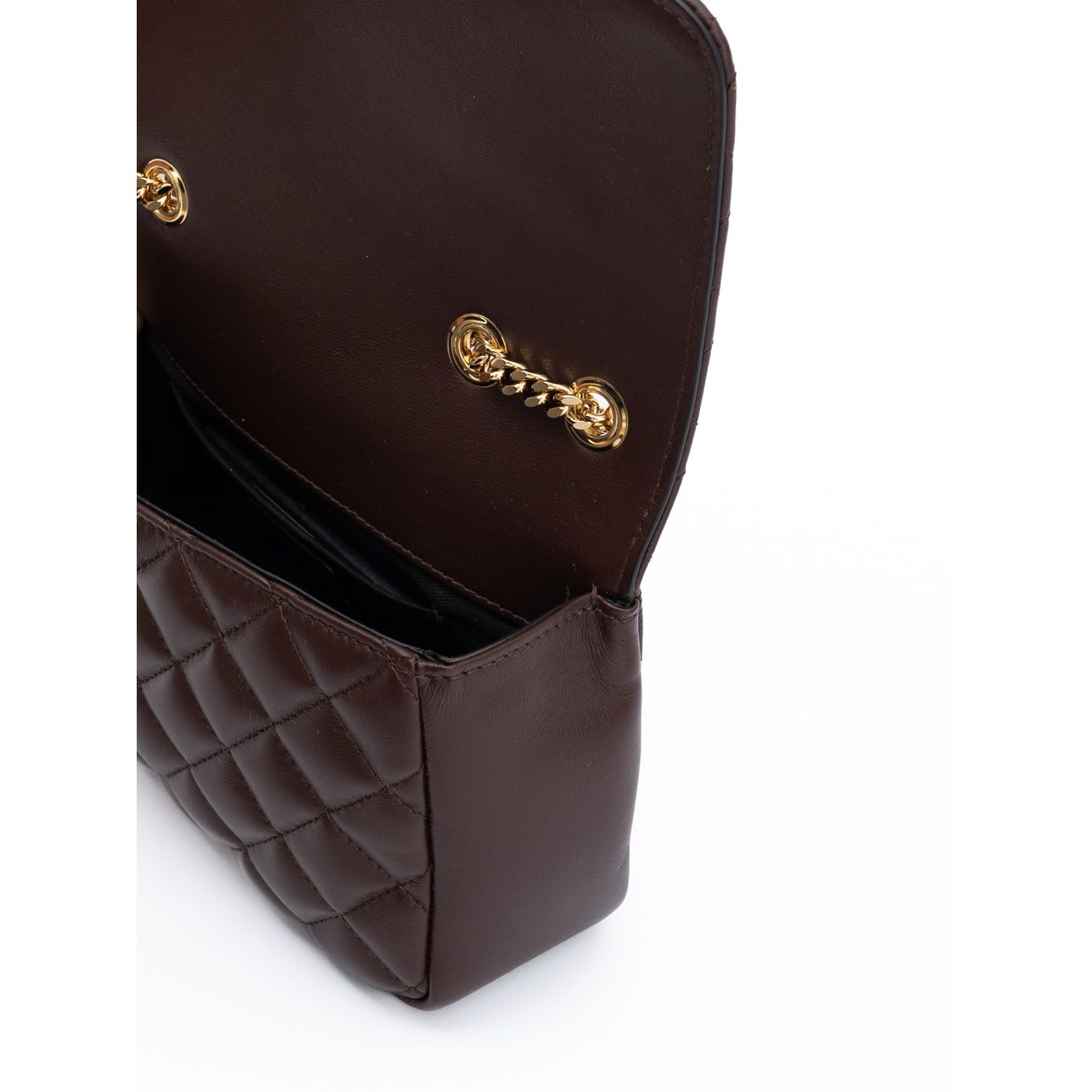 Versace Brown Quilted Leather Shoulder Strap Bag