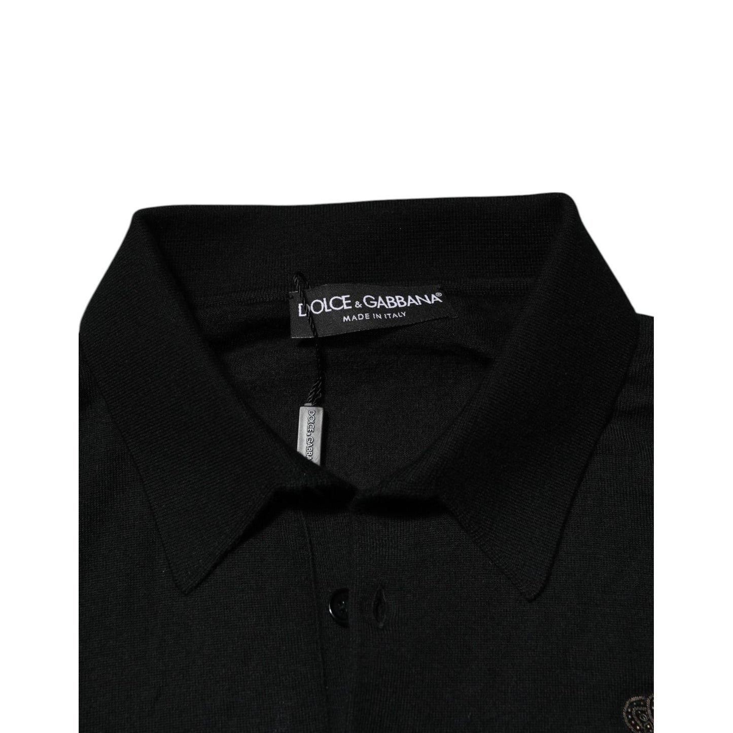 Dolce & Gabbana Black Crest Long Sleeve Men Pullover Sweater