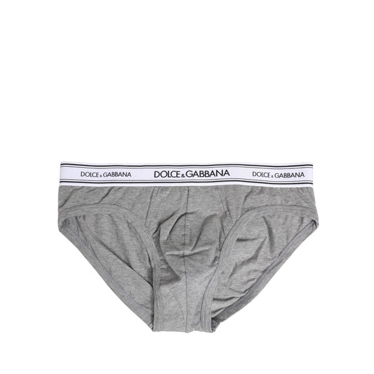 Dolce & Gabbana Gray Logo Waistband Men Midi Brief Underwear