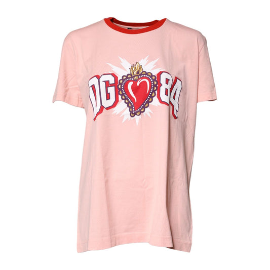 Dolce & Gabbana Pink DG 84 Sacred Heart Print Cotton T-shirt