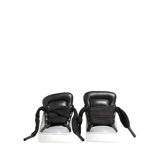 Dolce & Gabbana Gray Leather Low Top Lace Up Sneakers Shoes