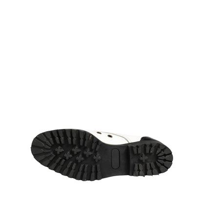 Dolce & Gabbana Black White Leather Derby Shoes