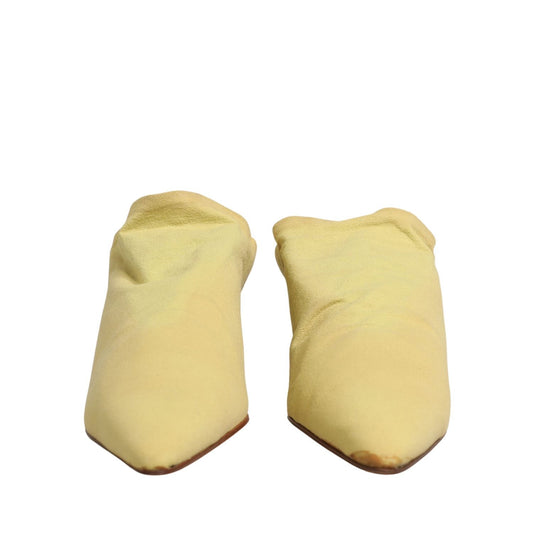 Dolce & Gabbana Yellow Suede Heel Mule Shoes
