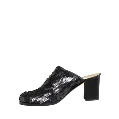 Dolce & Gabbana Black Sequined Mules Shoes