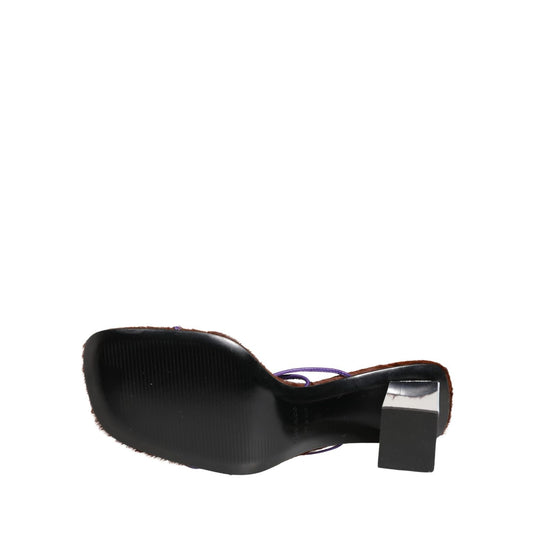 Dolce & Gabbana Silver Block Heels Slip On Sandals Shoes