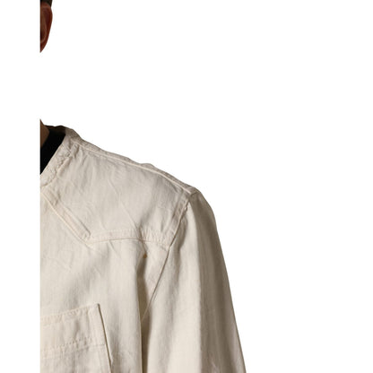 Dolce & Gabbana Off White Cotton FullZip Denim Blouson Jacket