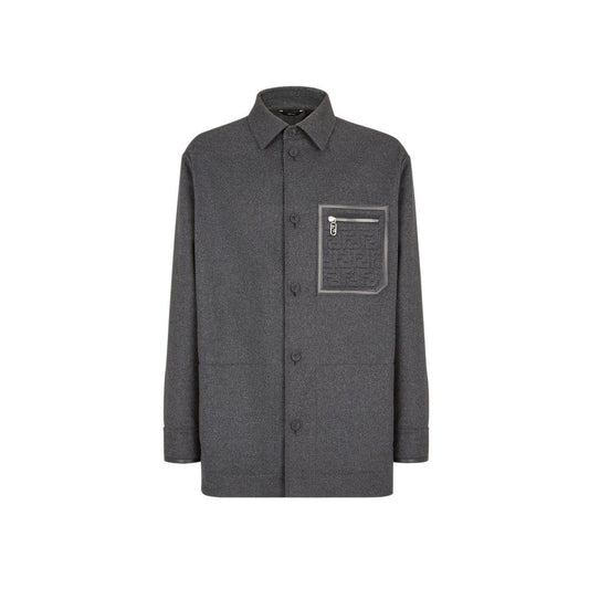 Fendi Gray Cashmere Full-Length Jacket