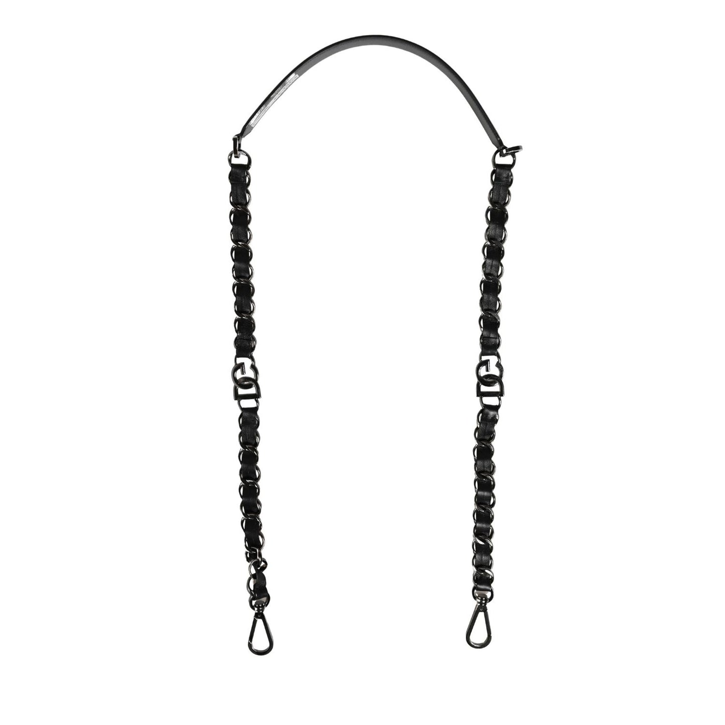 Dolce & Gabbana Black Leather Silver Chain Bag Accessory Shoulder Strap