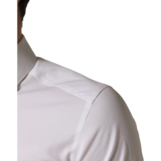 Dolce & Gabbana White Cotton Short Sleeves Button Down Shirt