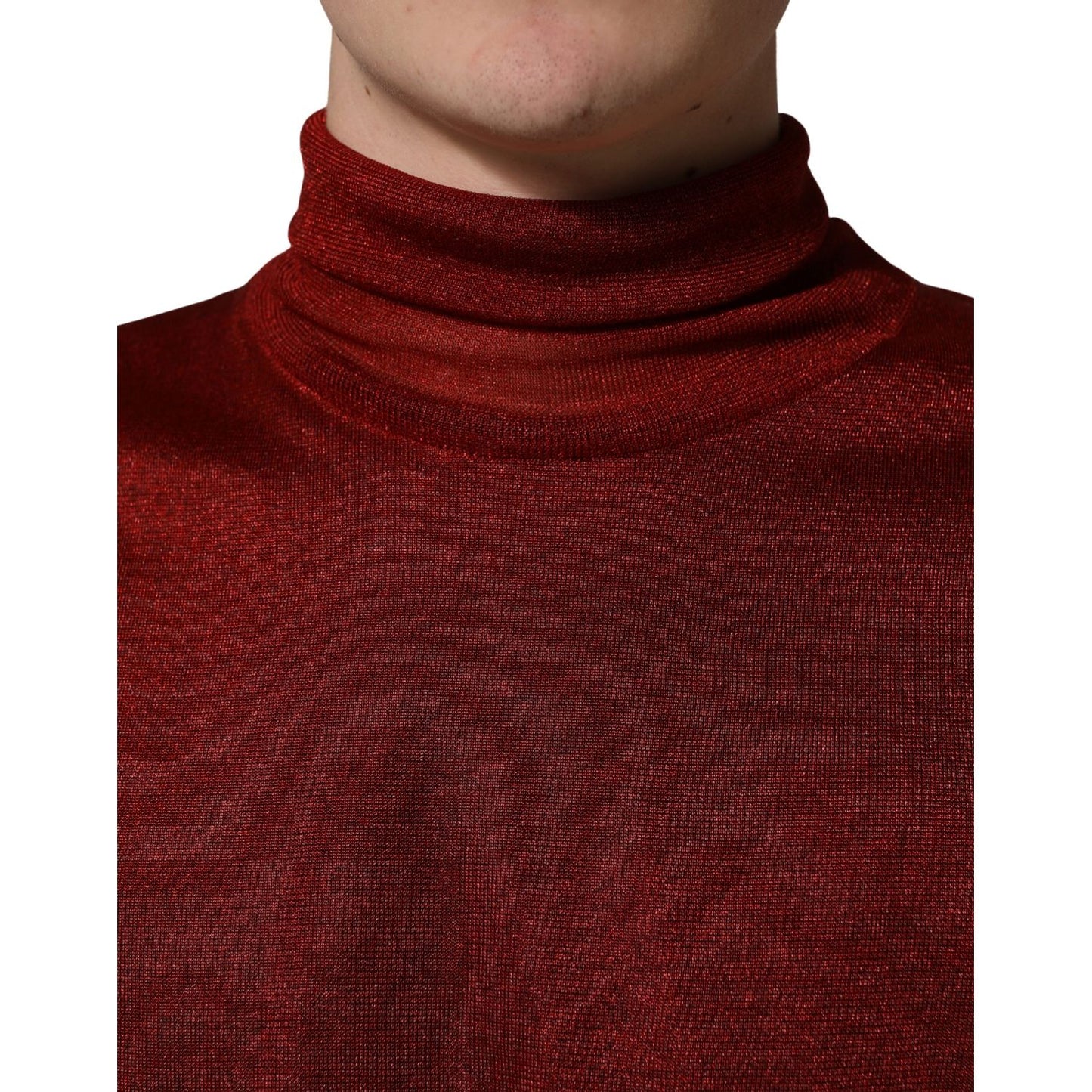 Dolce & Gabbana Red Long Sleeve TurtleNeck Pullover Sweater
