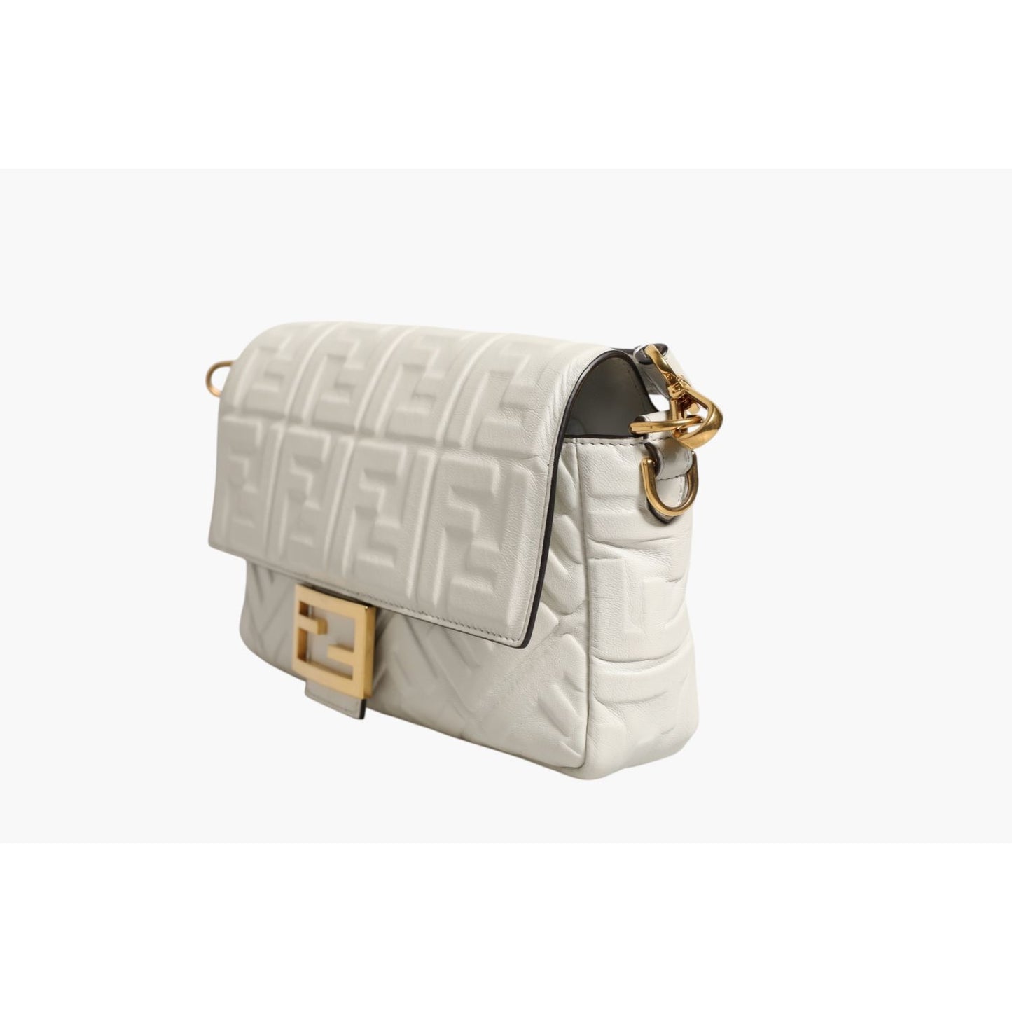 Fendi FF Embossed Baguette Nappa Leather Bag