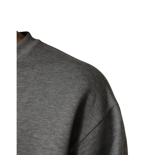 Dolce & Gabbana Gray Cotton Logo Appliqué CrewNeck T-shirt