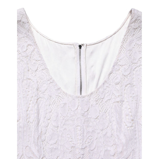 Dolce & Gabbana White Floral Lace Sleeveless Midi Dress