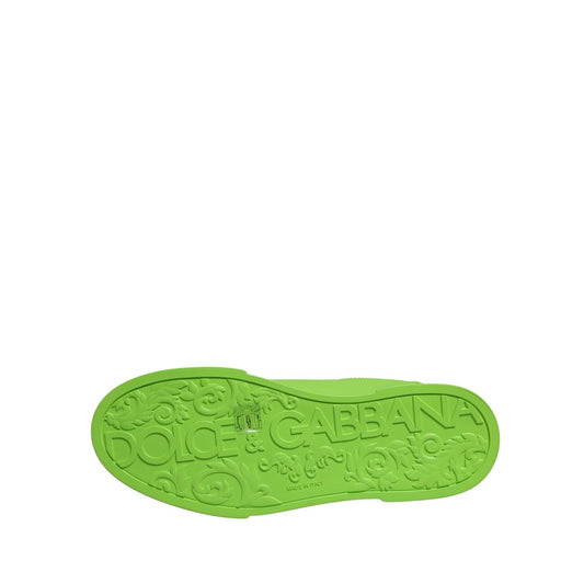 Dolce & Gabbana Green Leather Portofino Low Top Sneakers Shoes