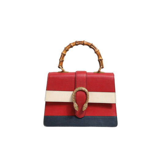 Gucci Dionysus Bamboo Medium Top Handle Bag White Blue Red