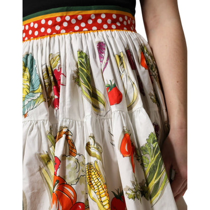 Dolce & Gabbana Multicolor Vegetable Print Short Poplin Mini Skirt