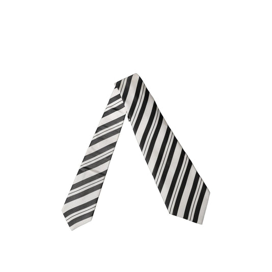 Dolce & Gabbana Black White Stripes Silk Adjustable Women Necktie Tie