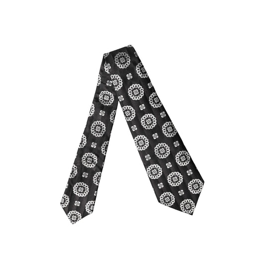 Dolce & Gabbana Black White Floral Silk Adjustable Women Necktie Tie