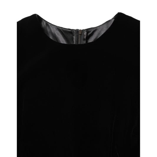 Dolce & Gabbana Black Viscose Velvet Floor Length Gown Dress