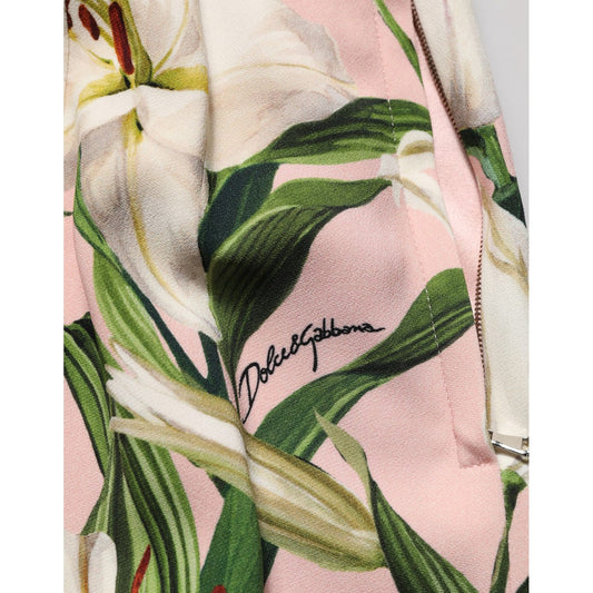 Dolce & Gabbana Pink Lilium Print High Waist Pencil Skirt