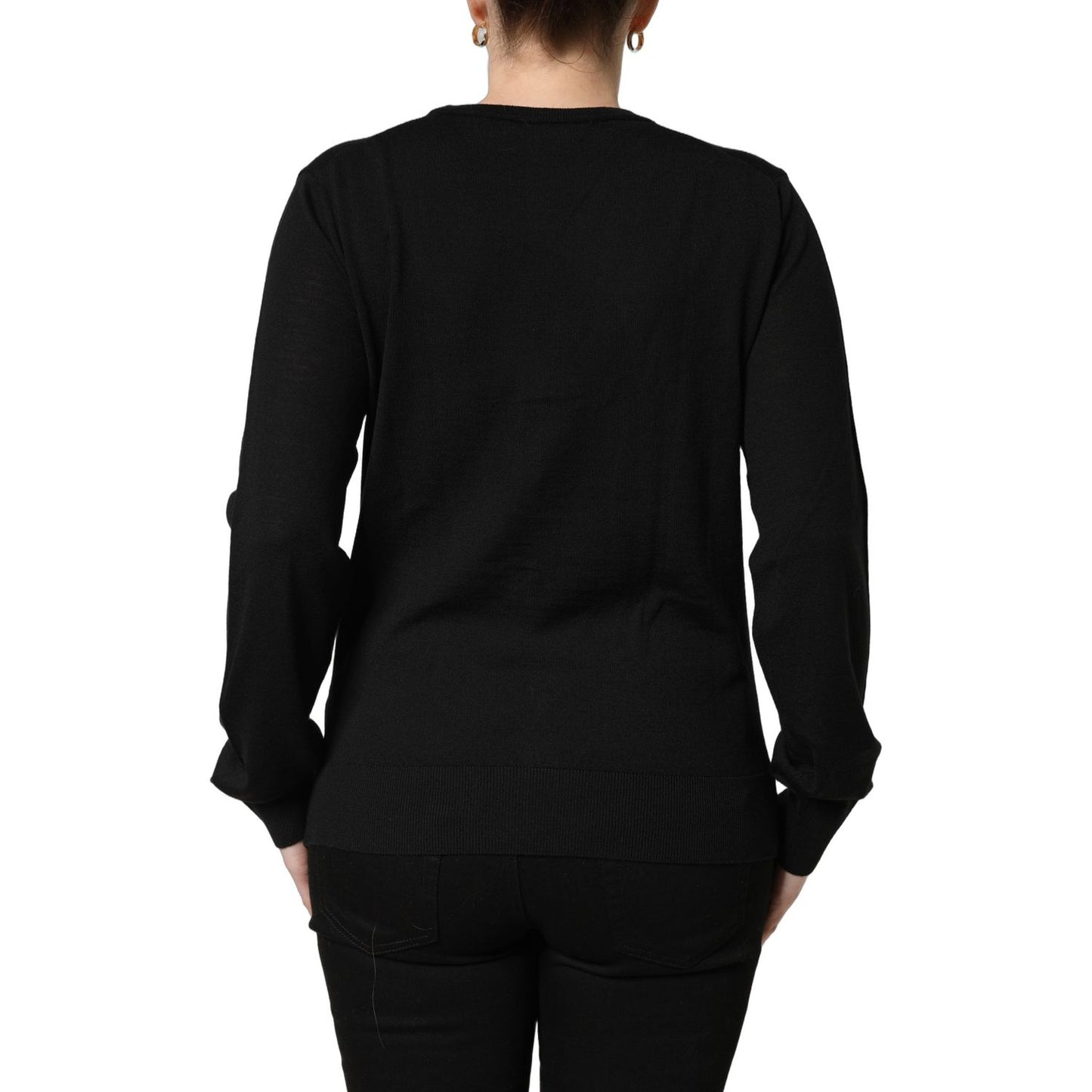 Dolce & Gabbana Black Wool Knit Button Cardigan Sweater