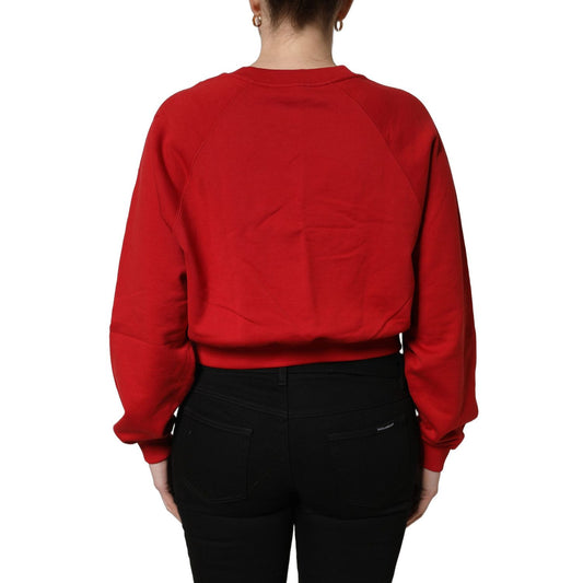 Dolce & Gabbana Red Cotton Cropped Basilico Sweatshirt Sweater