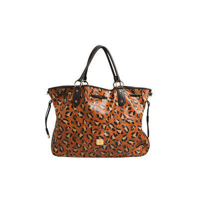 MCM Visetos Leopard Aren Medium Shopper Tote