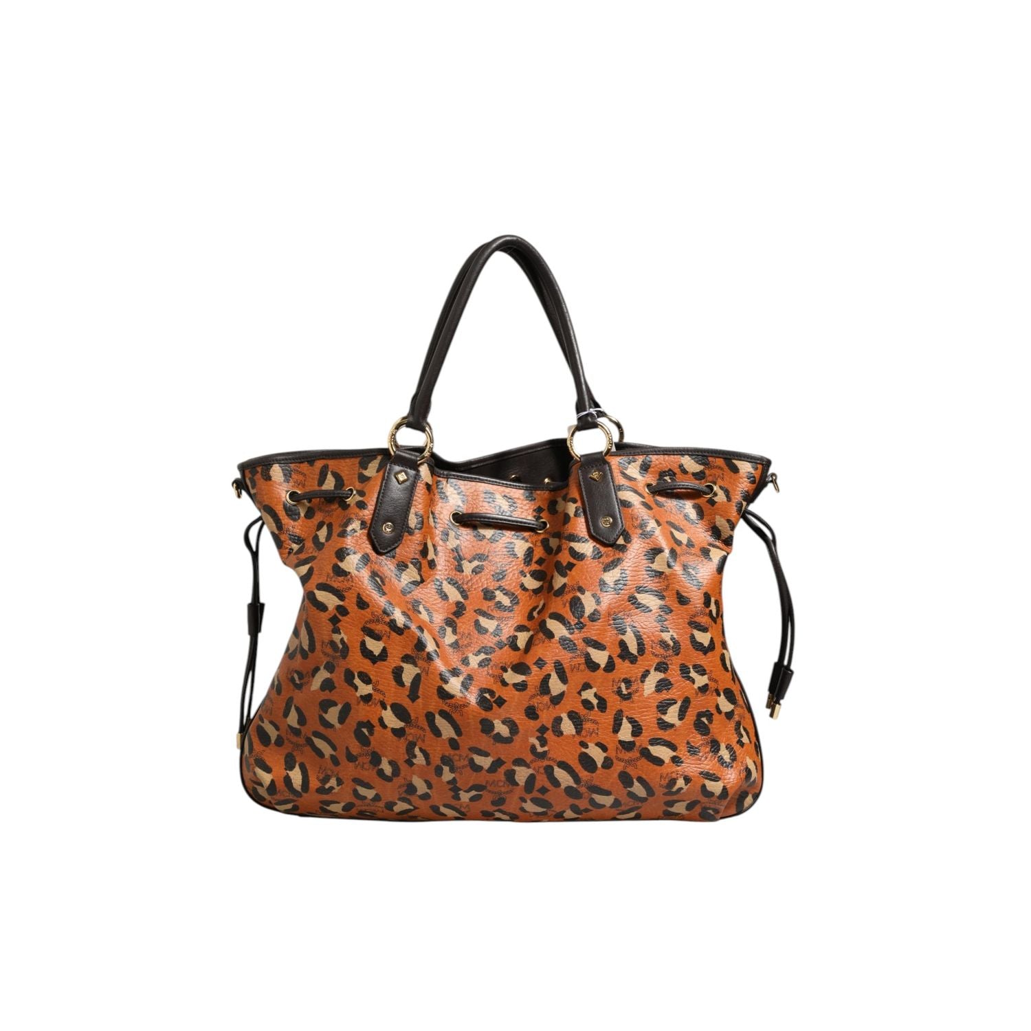 MCM Visetos Leopard Aren Medium Shopper Tote