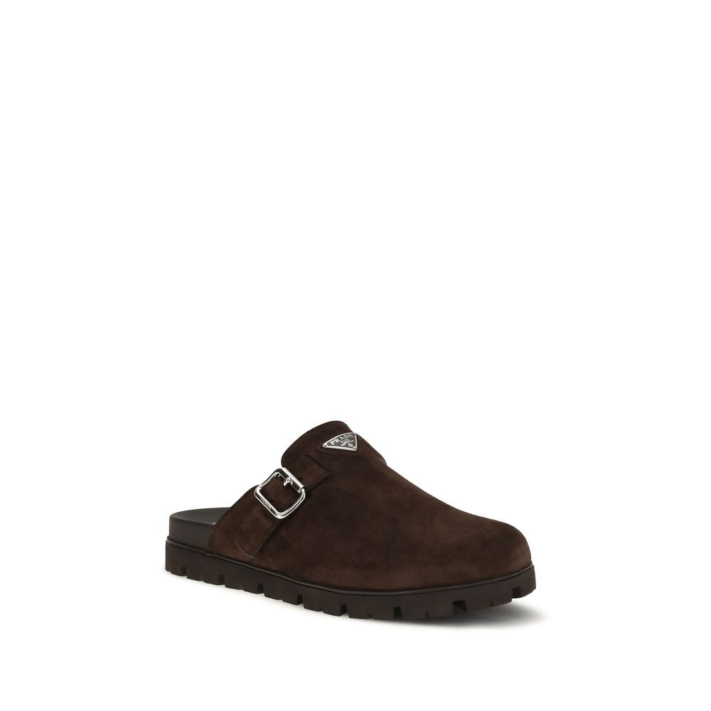 Prada Brown Calf Leather Bos Taurus Mules