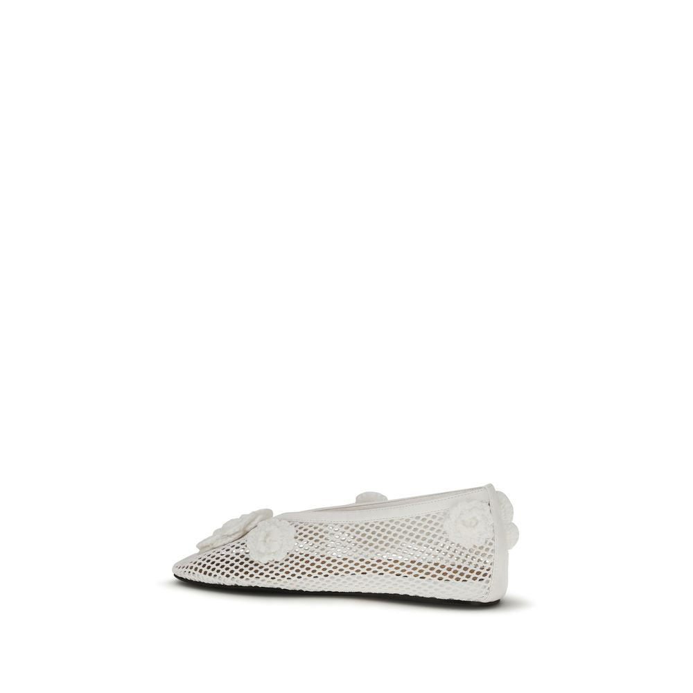 Ganni White Polyethylene Ballet Flats