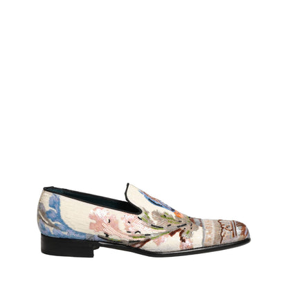 Dolce & Gabbana Multicolor Sequin Embroidered Loafers Shoes