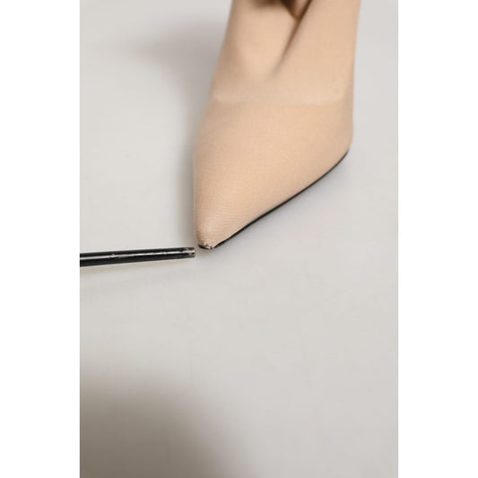 Dolce & Gabbana Beige Stretch Socks Heels Ankle Boots Shoes