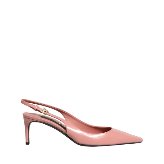 Dolce & Gabbana Pink Leather Mid Heels Slingbacks Shoes