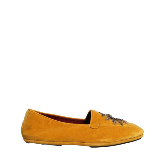 Dolce & Gabbana Yellow Velvet DG Heart Loafers Flats Shoes