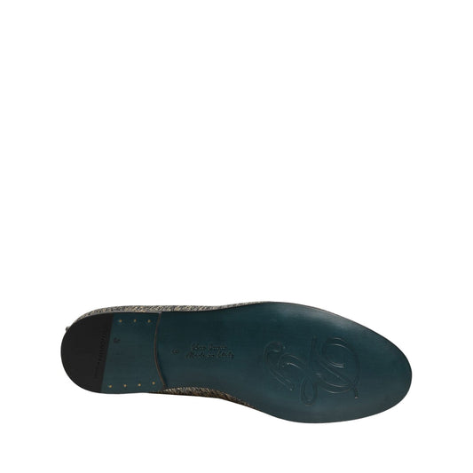 Dolce & Gabbana Gray Glitter Lurex DG Logo Dress Loafers Shoes