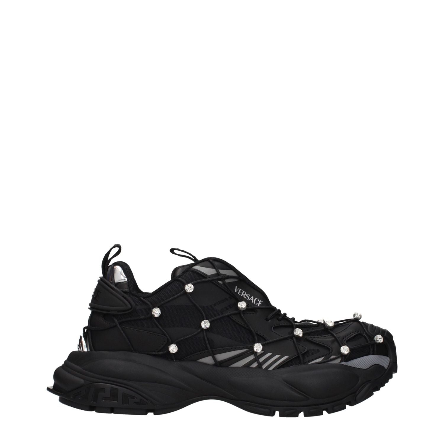 Versace Black Fabric Chunky Sneakers