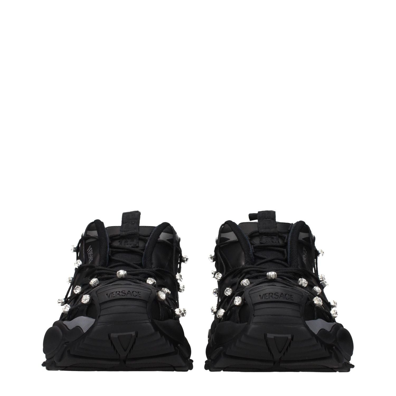 Versace Black Fabric Chunky Sneakers