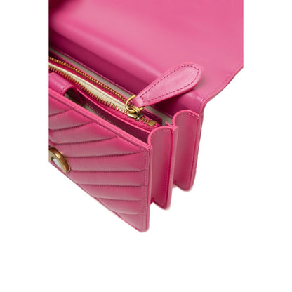PINKO Pink Leather Love One Mini Shoulder Bag