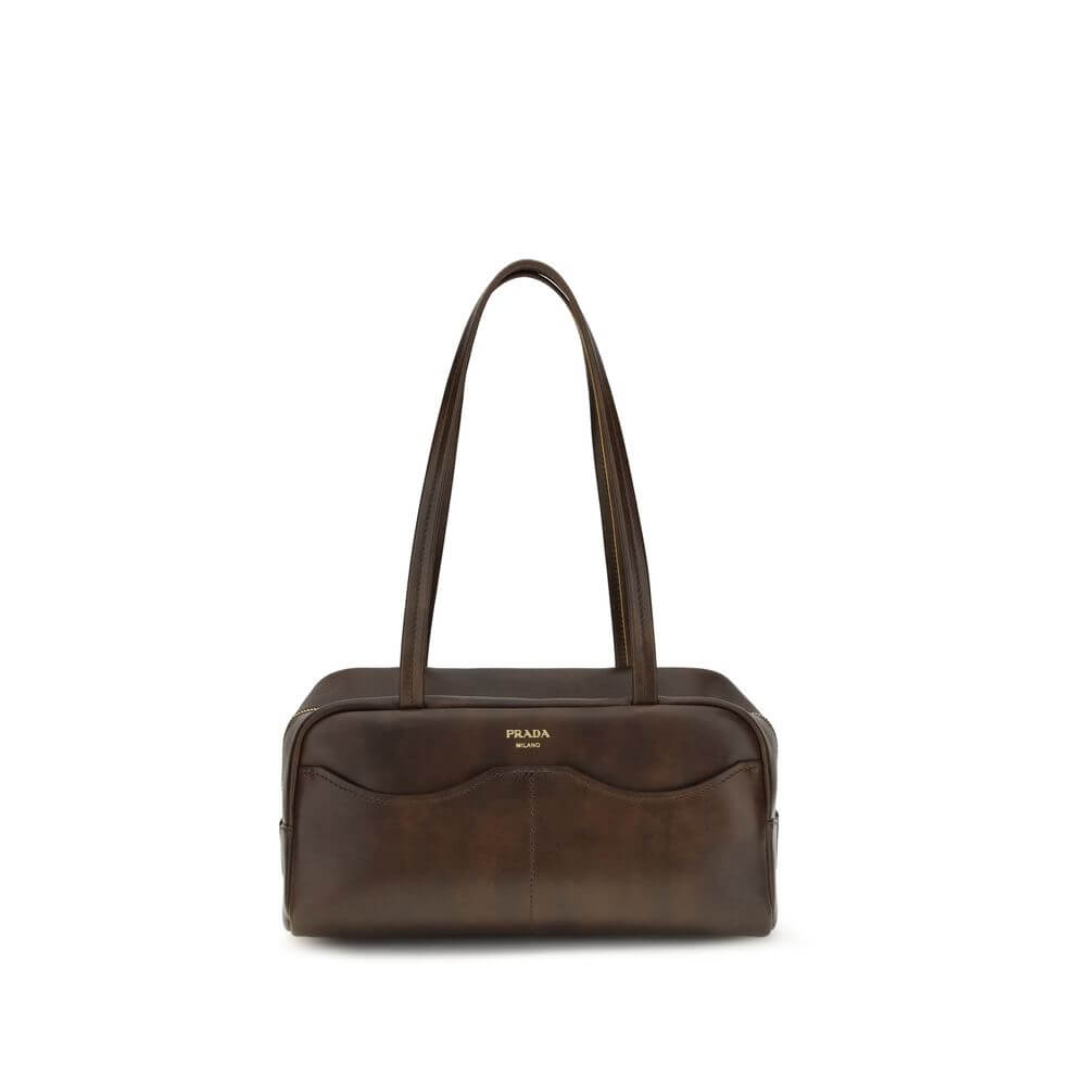 Prada Brown Calf Leather Bos Taurus Shoulder Bag