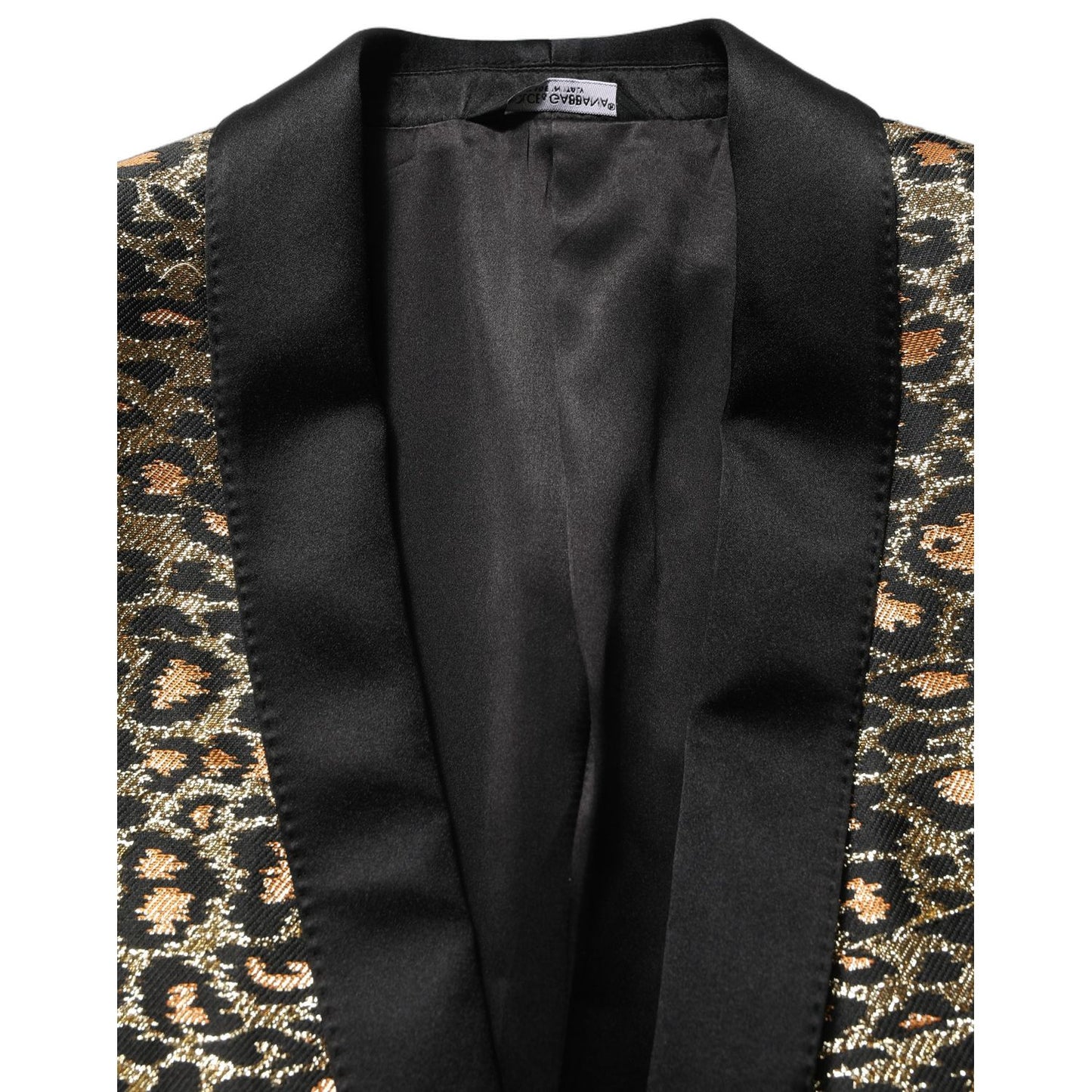 Dolce & Gabbana Gold Leopard Single Breasted Men Coat Jacket
