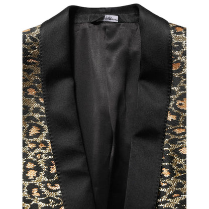 Dolce & Gabbana Gold Leopard Single Breasted Men Coat Jacket