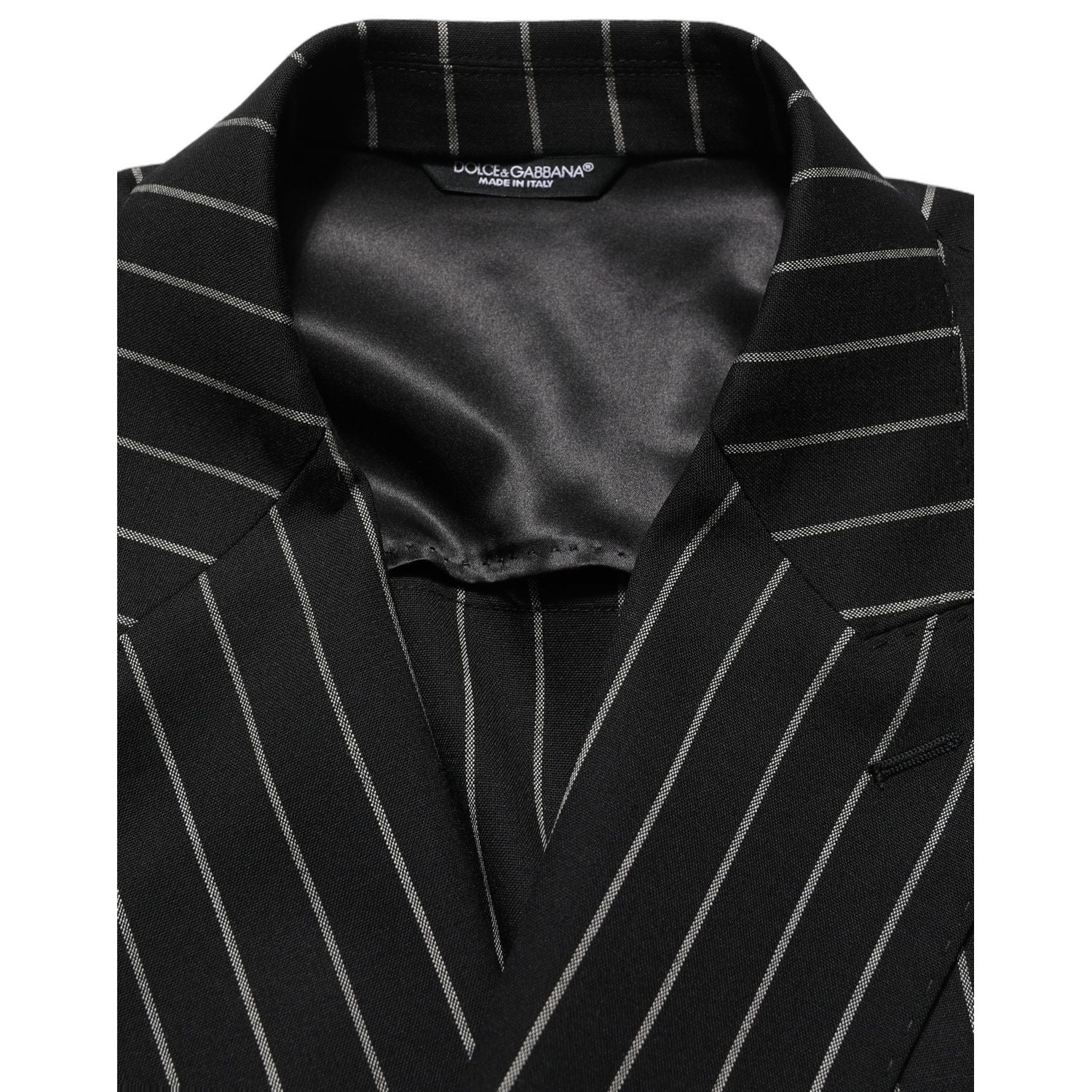 Dolce & Gabbana Black Stripes Wool Double Breasted Jacket