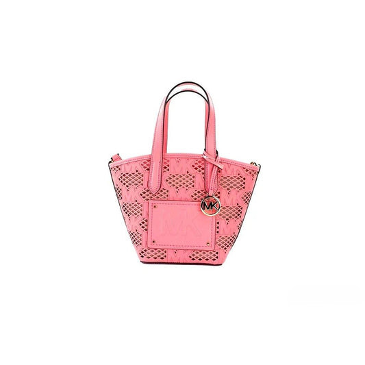 Michael Kors Kimber Small Tea Rose Leather 2-In-1 Zip Tote Messenger Bag Purse