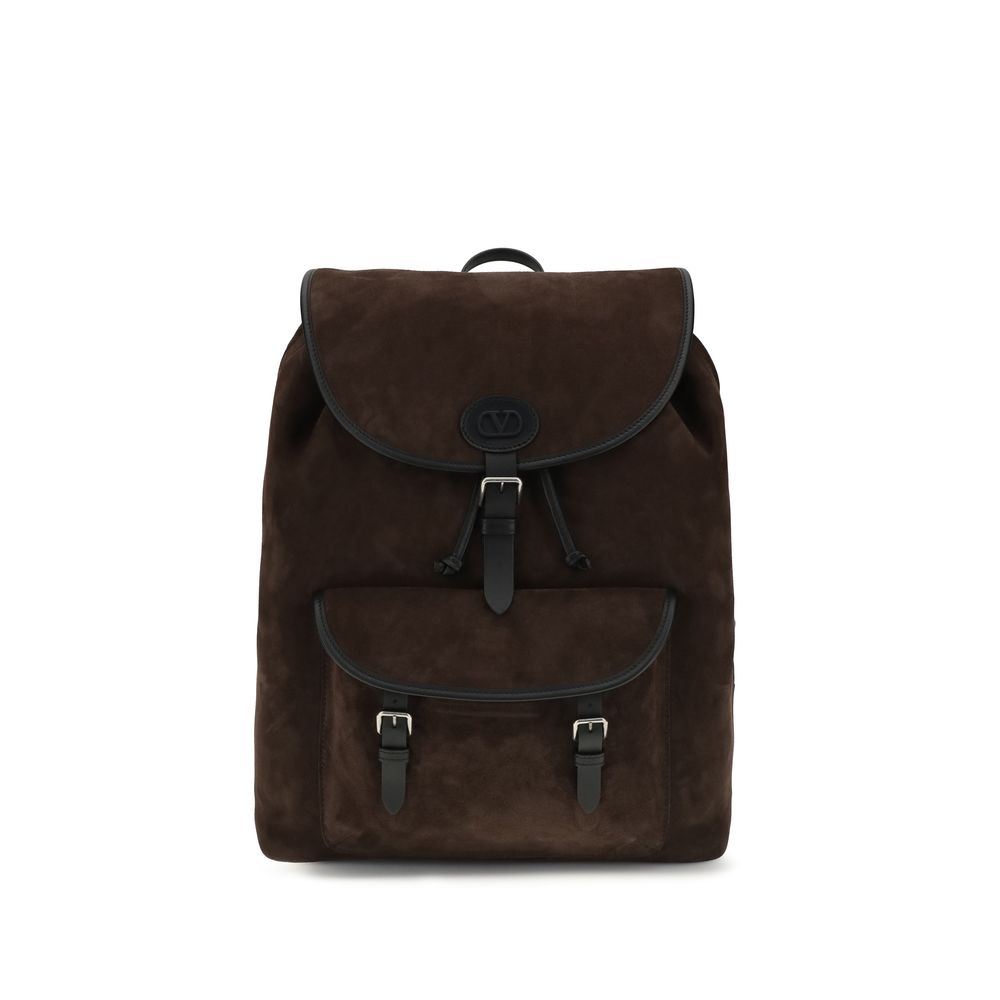 Valentino Garavani Brown Calf Leather Bos Taurus Backpack