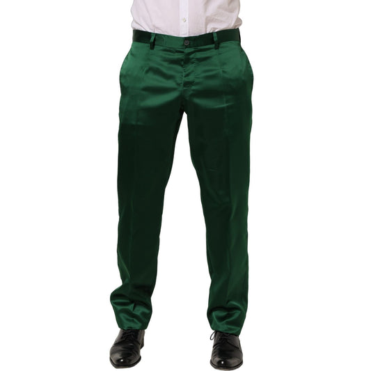 Dolce & Gabbana Dark Green Tapered Leg Dress Trouser Pants