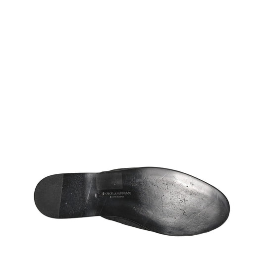 Dolce & Gabbana Black Suede Slides Flat Slipper Men Shoes