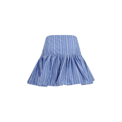 Ganni Blue Cotton Mini Skirt